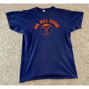 Vintage Mr Bill Show Single Stitch T-Shirt Size Large L SNL Navy Blue 80s